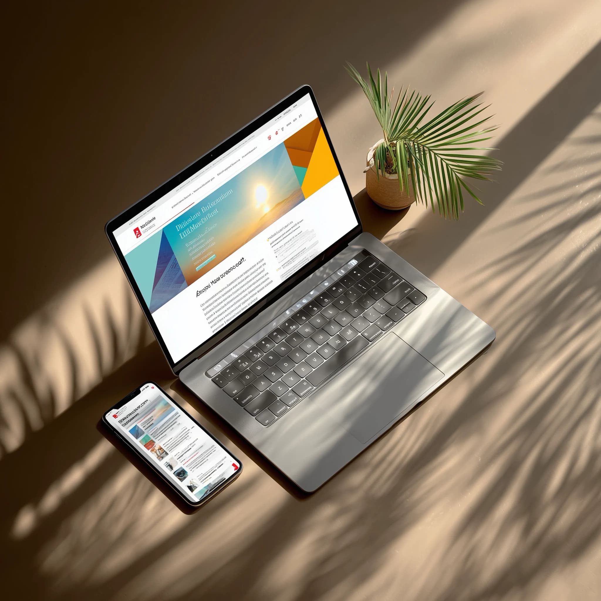MacBook und iPhone zeigen eine responsive Website