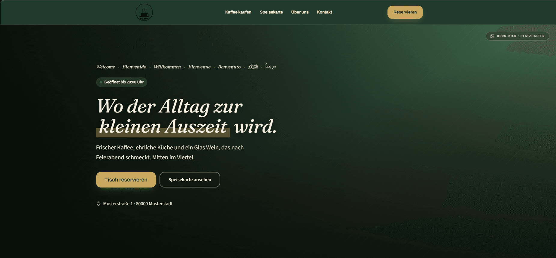 Vorschaubild für Café-Website — Designstudie