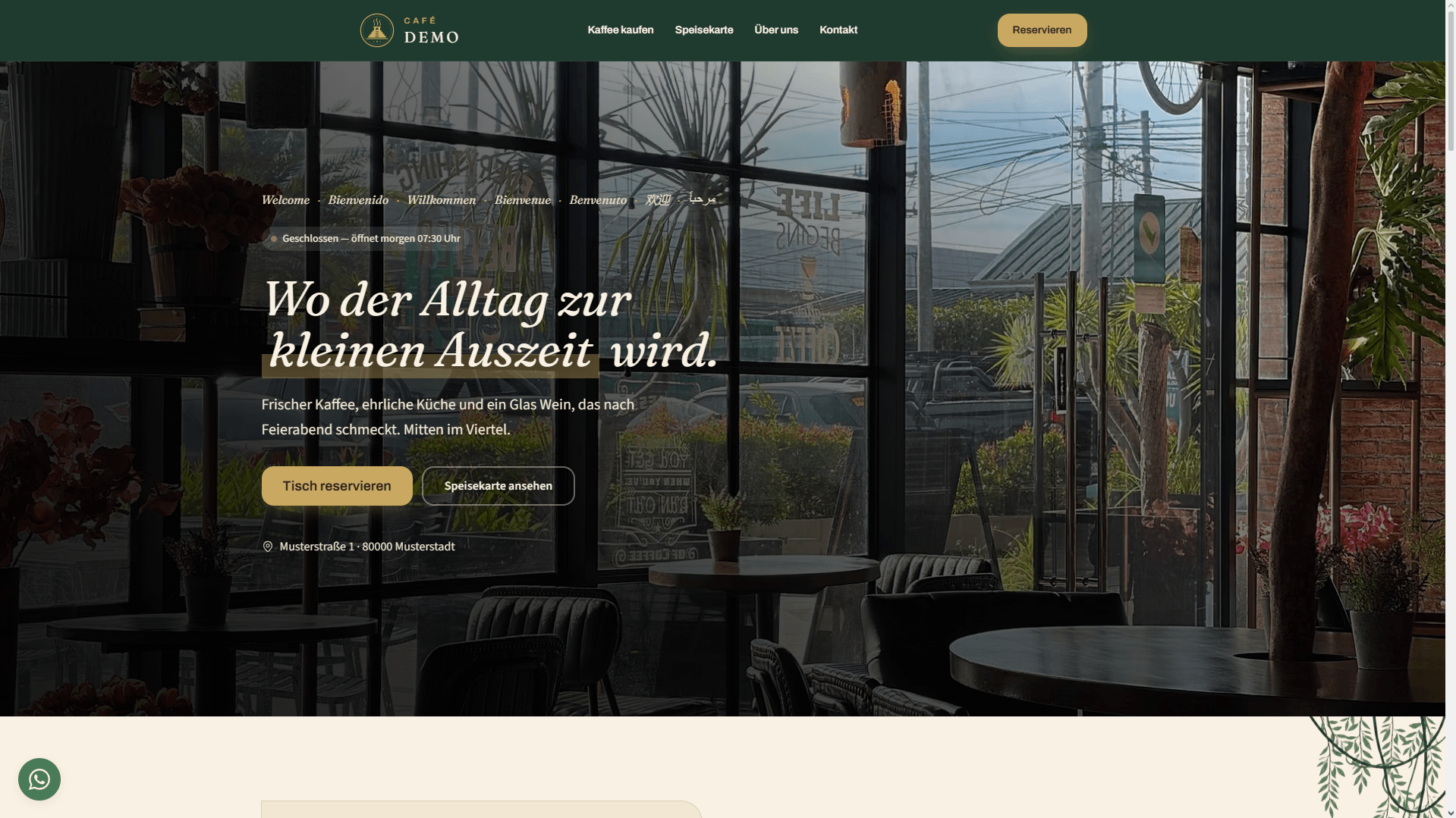 Vorschaubild für Café-Website — Designstudie